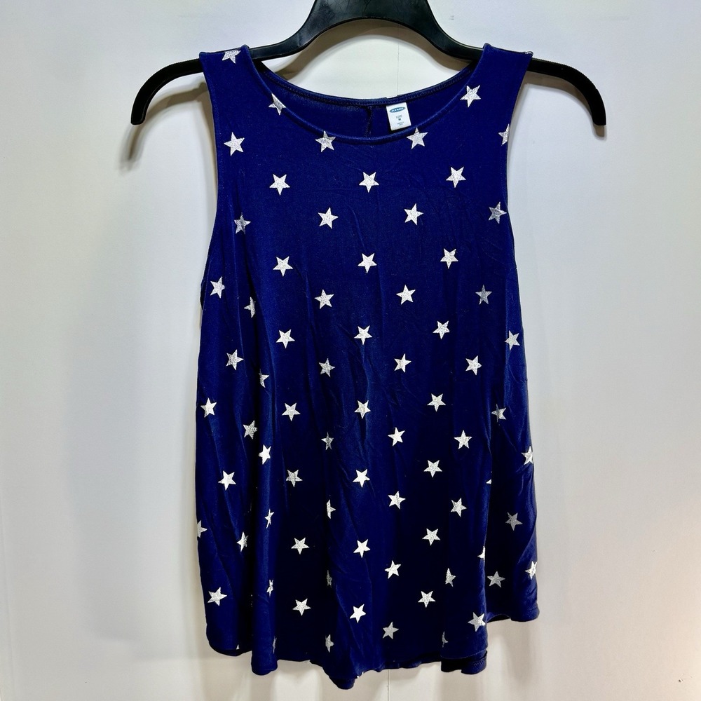 Old Navy Blue With Silver Stars Sleeveless Top Women's Size Medium